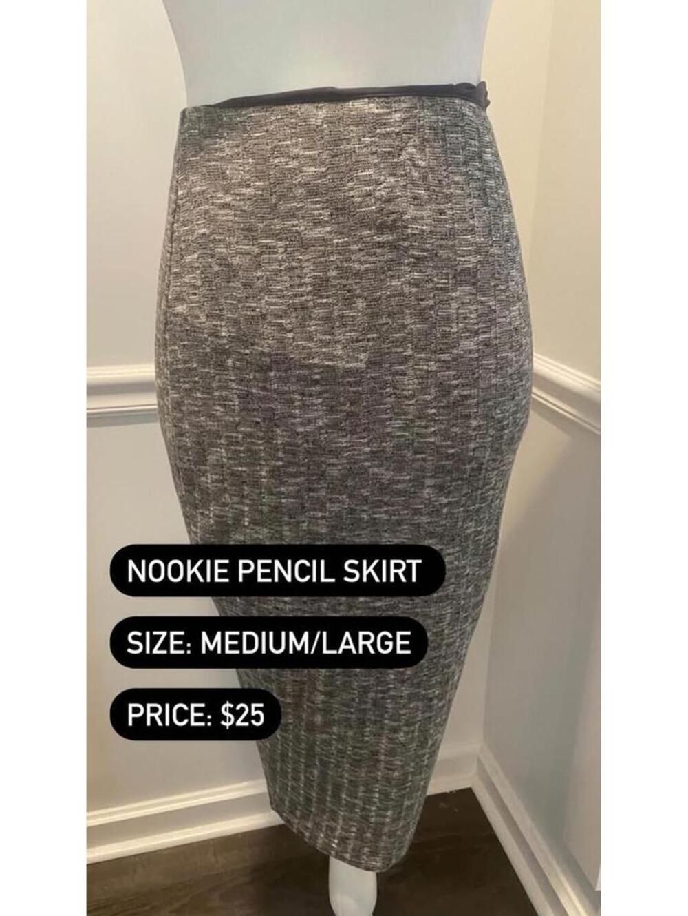 Nookie grey knit pencil skirt large #197